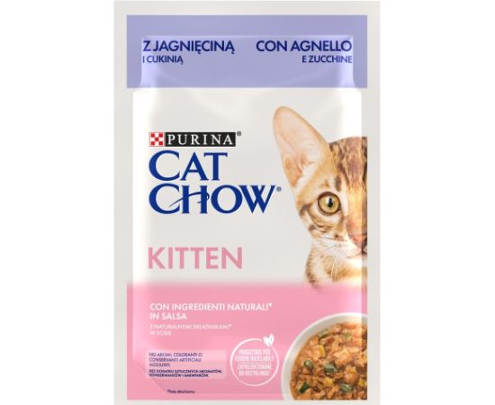 PURINA Cat Chow Kitten with lamb and zucchini in sauce - wet cat food - 26x85g (20 + 6 GRATIS) Kaķu konservi