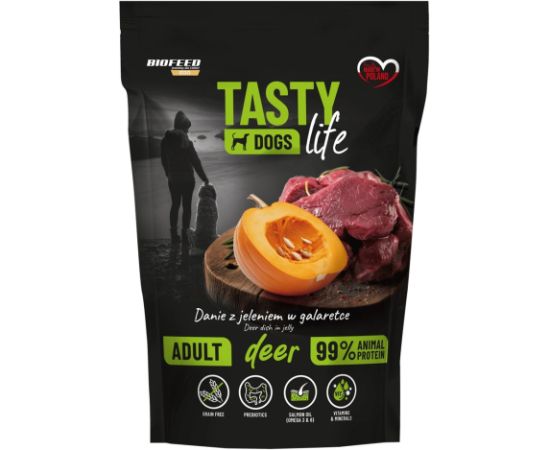 BIOFEED Tasty dog life jeleń 90% saszetka 500g Suņu barība