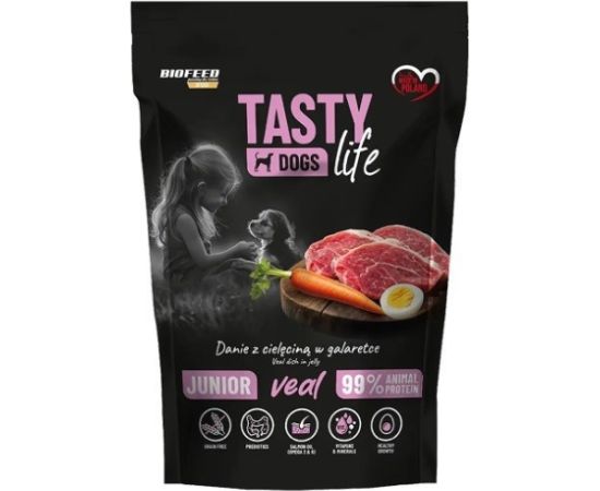 BIOFEED Tasty dog life junior cielęcina 90% saszetka 500g Suņu barība