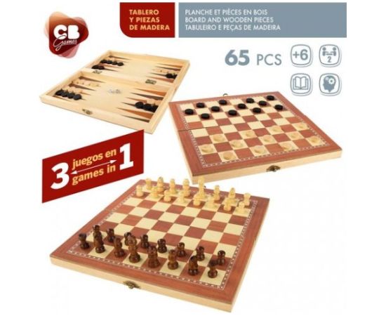 Настольная игра Шахматы, шашки и нарды (деревянные) CB49374 Galda spēles