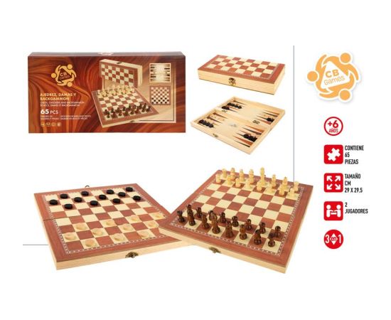 Настольная игра Шахматы, шашки и нарды (деревянные) CB49374 Galda spēles