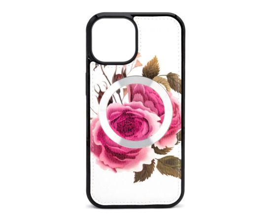 Evelatus Apple  iPhone 14 Leather Case Zipper Design Flower White Neoriģinālie Maciņi