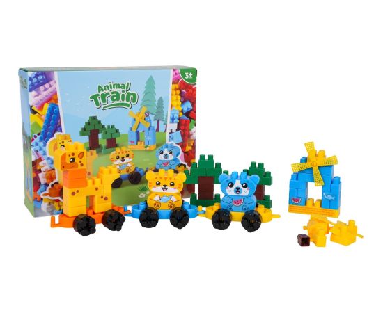 Leantoys Zestaw Dużych Klocków Kolejka Zwierząt
