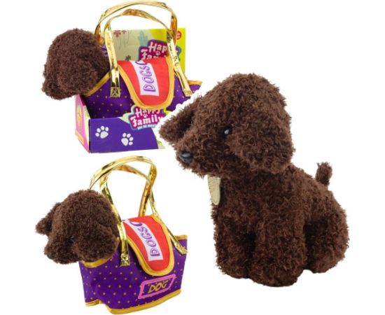 Leantoys Piesek Pudel W Torbie Na Rzep Maskotka Przytulanka Ciemnobrązowy