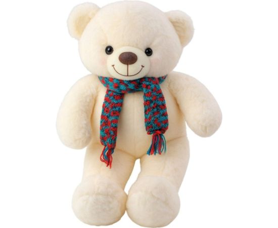 Leantoys Miś pluszowy biały w kolorowym szaliku 55cm