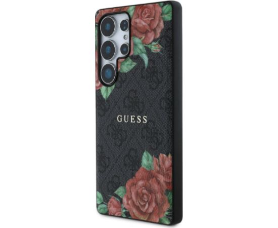 Guess PU Leather 4G Flowers Print Metal Classic Logo MagSafe Case Aizsargapvalks priekš Samsung Galaxy S25 Ultra Neoriģinālie Maciņi