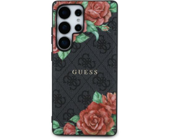 Guess PU Leather 4G Flowers Print Metal Classic Logo MagSafe Case Aizsargapvalks priekš Samsung Galaxy S25 Ultra Neoriģinālie Maciņi