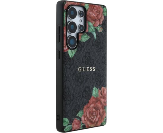 Guess PU Leather 4G Flowers Print Metal Classic Logo MagSafe Case Aizsargapvalks priekš Samsung Galaxy S25 Ultra Neoriģinālie Maciņi