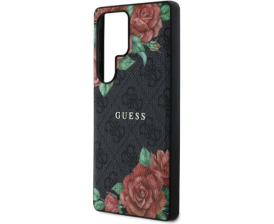 Guess PU Leather 4G Flowers Print Metal Classic Logo MagSafe Case Aizsargapvalks priekš Samsung Galaxy S25 Ultra Neoriģinālie Maciņi