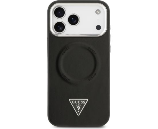 Guess PU Leather Triangle Logo MagSafe Case Aizsargapvalks priekš Apple iPhone 17 Pro Neoriģinālie Maciņi