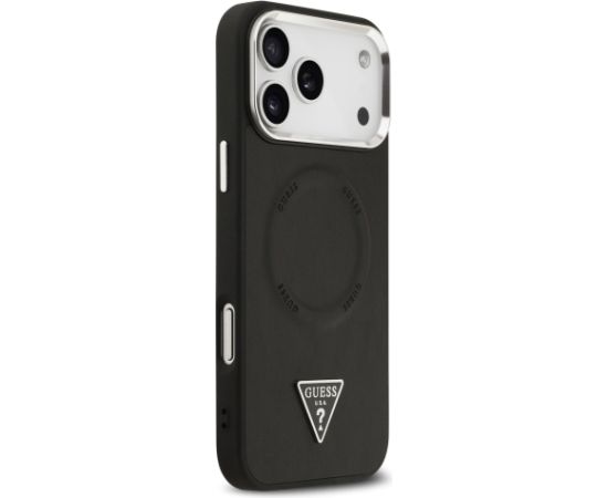 Guess PU Leather Triangle Logo MagSafe Case Aizsargapvalks priekš Apple iPhone 17 Pro Neoriģinālie Maciņi