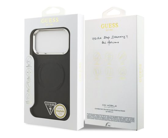 Guess PU Leather Triangle Logo MagSafe Case Aizsargapvalks priekš Apple iPhone 17 Pro Neoriģinālie Maciņi