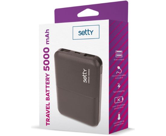 Setty SPB-05 Power Bank Ārējas Uzlādes Baterija 5000 mAh Power Banks