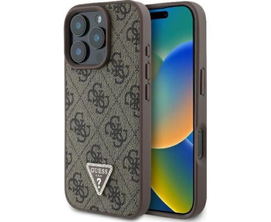 Guess Leather 4G Triangle Strass Защитный Чехол для Apple iPhone 16 Pro Max Чехлы - альтернативные