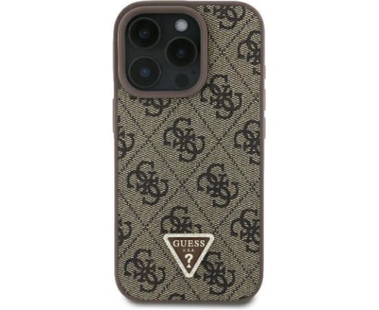 Guess Leather 4G Triangle Strass Защитный Чехол для Apple iPhone 16 Pro Max Чехлы - альтернативные