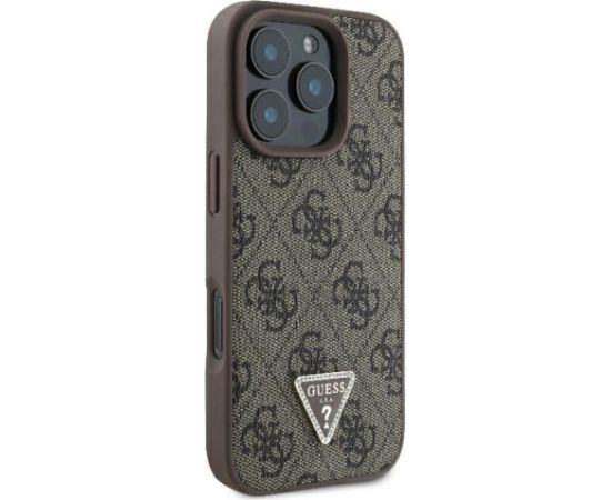 Guess Leather 4G Triangle Strass Защитный Чехол для Apple iPhone 16 Pro Max Чехлы - альтернативные