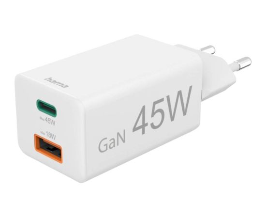 Hama   Mini Adapter 45W GaN USB-C + USB-A White