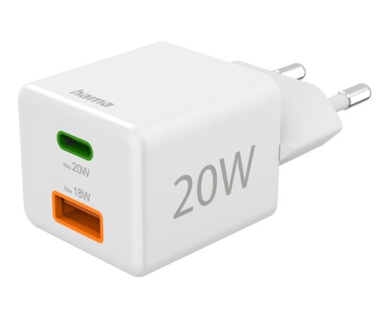 Hama   Charger USB-C+USB-A Charger 20W White