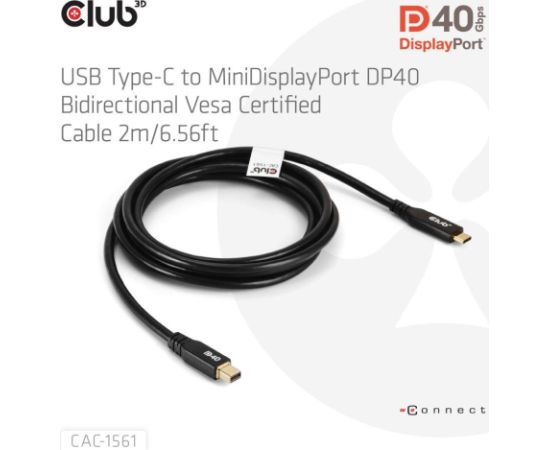 CABLE USB-C TO MINI DP 1.2M/M/M CAC-1561 CLUB3D HDMI vadi