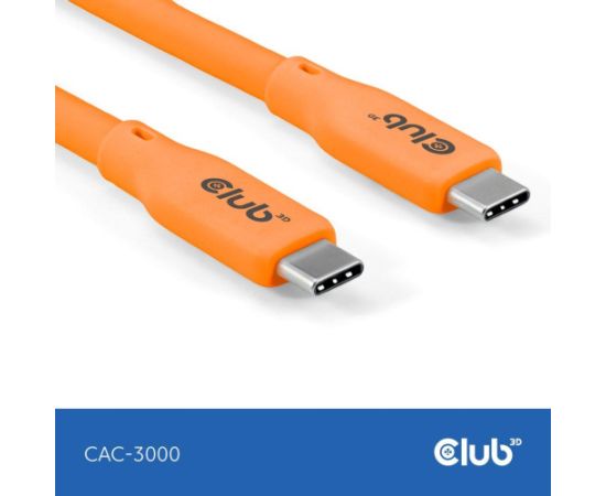 CABLE USB-C TO USB-C 2M/M/M ORANGE CAC-3000 CLUB3D Data USB kabeļi