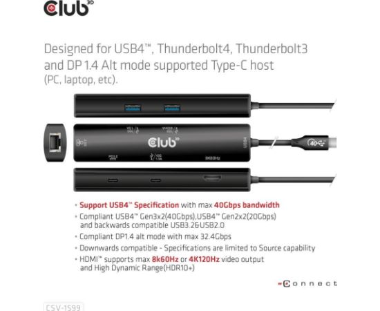 I/O HUB 6IN1 USB-C HDMI/100W CSV-1599 CLUB3D