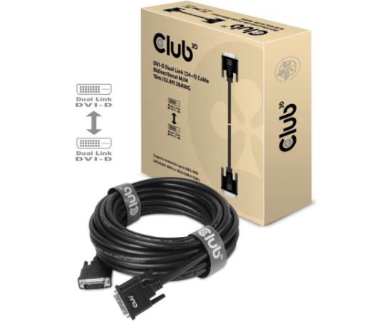 CABLE DVI-D TO DVI-D 10M/M/M CAC-1220 CLUB3D  Кабель HDMI
