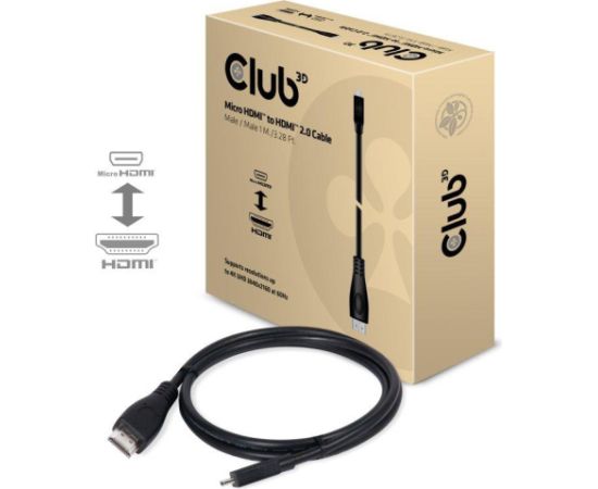 CABLE MICRO HDMI TO HDMI 1M/M/M CAC-1351 CLUB3D  Кабель HDMI