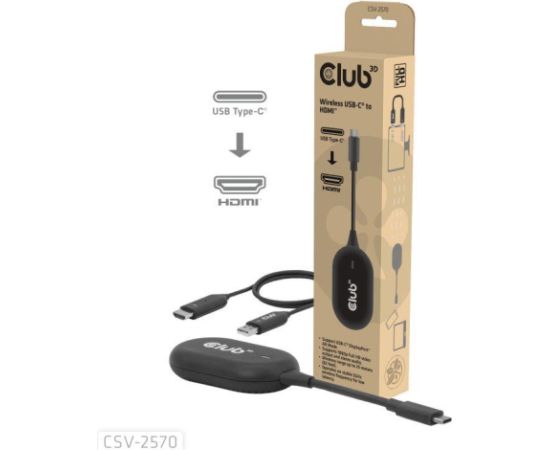 I/O ADAPTER WRL USB-C TO HDMI/CSV-2570 CLUB3D I/O ADAPTER WRL USB-C TO HDMI/CSV-2570 CLUB3D