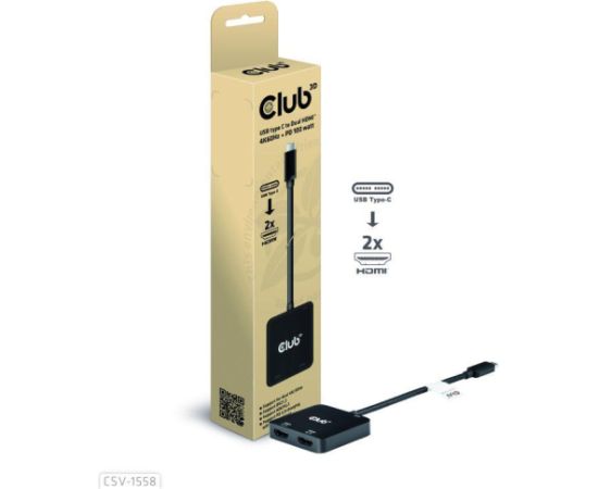 I/O HUB USB-C TO HDMI 2PORT/MST CSV-1558 CLUB3D