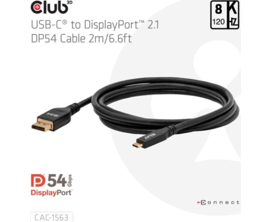 CABLE USB-C TO DP 2M/M/M CAC-1563 CLUB3D  Кабель HDMI