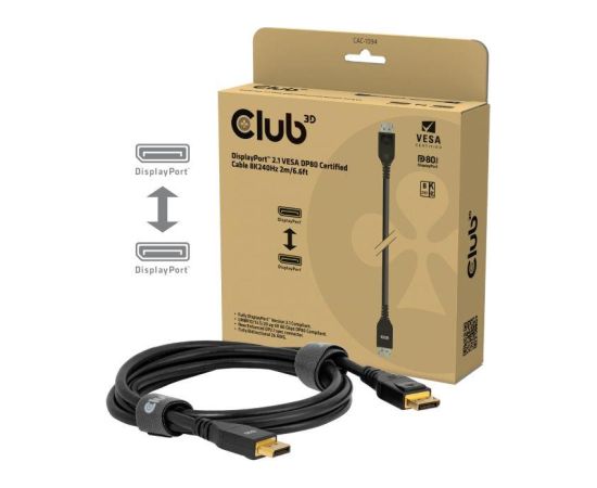 CABLE DP TO DP 2M/CAC-1094 CLUB3D  Кабель HDMI