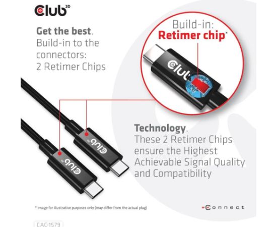 CABLE USB-C 3M/M/M CAC-1579 CLUB3D Data USB kabeļi