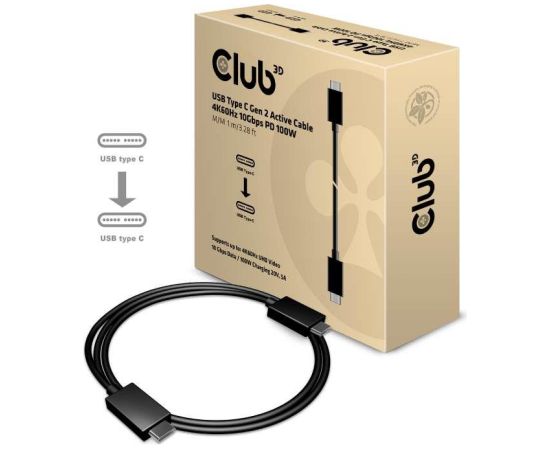 CABLE USB-C TO USB-C 1M/M/M CAC-1522 CLUB3D Data USB kabeļi