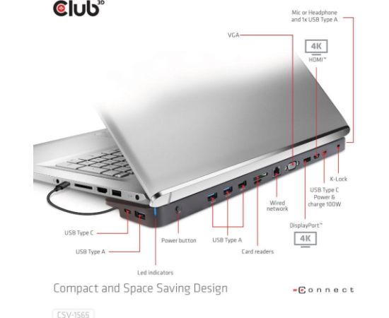 NB ACC DOCKING STATION/USB-C 100W CSV-1565 CLUB3D