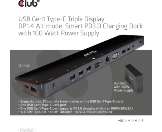NB ACC DOCKING STATION/USB-C 100W CSV-1565 CLUB3D