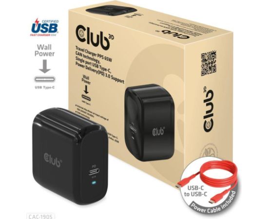 MOBILE TRAVEL CHARGER USB-C/PPS 65W CAC-1905EU CLUB3D