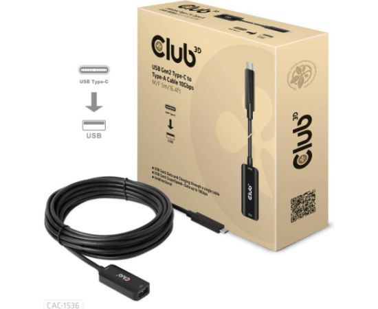 CABLE USB-C TO USB 5M/M/F CAC-1536 CLUB3D Data USB kabeļi