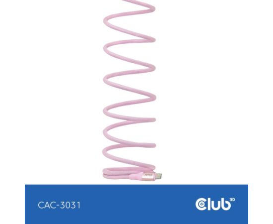 CABLE USB-C TO USB-C 2M/MAGNETIC PINK CAC-3031 CLUB3D Data USB kabeļi