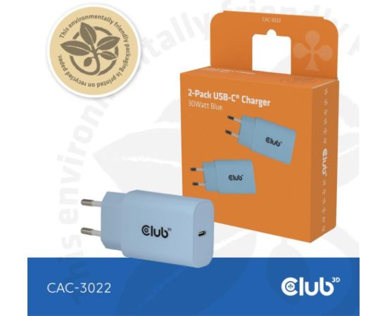 MOBILE CHARGER WALL USB-C/2PACK 30W BLUE CAC-3022 CLUB3D
