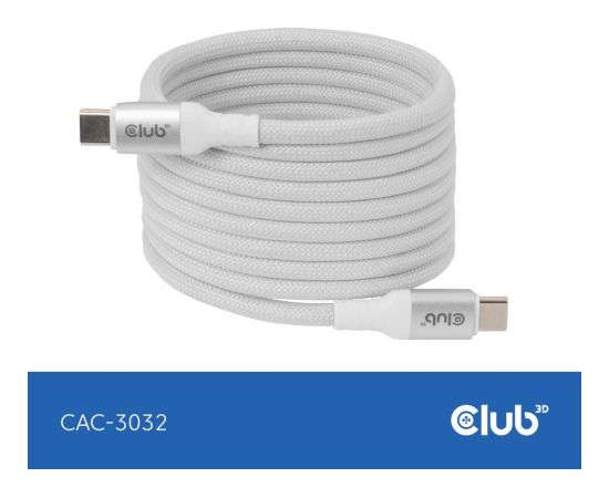 CABLE USB-C TO USB-C 2M/MAGNETIC WHITE CAC-3032 CLUB3D Data USB kabeļi