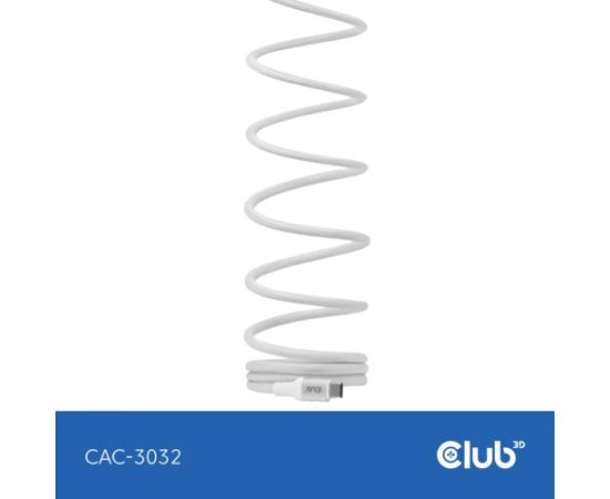 CABLE USB-C TO USB-C 2M/MAGNETIC WHITE CAC-3032 CLUB3D Data USB kabeļi