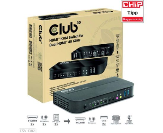 VIDEO SWITCH KVM HDMI 2PORT/CSV-1382 CLUB3D VIDEO SWITCH KVM HDMI 2PORT/CSV-1382 CLUB3D