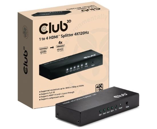 I/O VIDEO SPLITTER HDMI 4PORT/4K 120HZ CSV-1385 CLUB3D I/O VIDEO SPLITTER HDMI 4PORT/4K 120HZ CSV-1385 CLUB3D