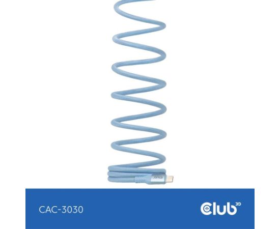 CABLE USB-C TO USB-C 2M/MAGNETIC BLUE CAC-3030 CLUB3D Data USB kabeļi