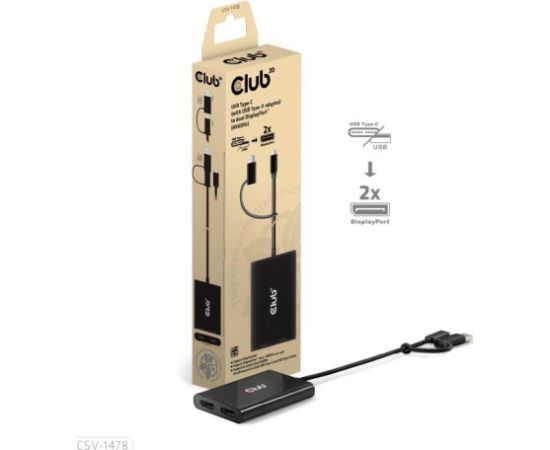 I/O ADAPTER USB-C TO DP/DUAL CSV-1478 CLUB3D I/O ADAPTER USB-C TO DP/DUAL CSV-1478 CLUB3D