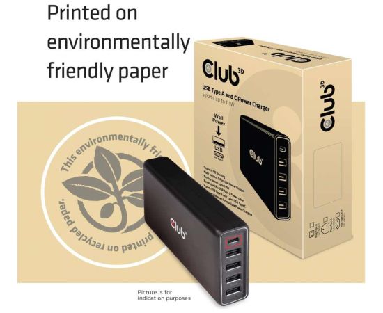 MOBILE CHARGER WALL 5P + CABLE/USB 111W CAC-1903EU CLUB3D