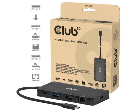 I/O HUB 9IN1 USB-C/100W CSV-2552 CLUB3D