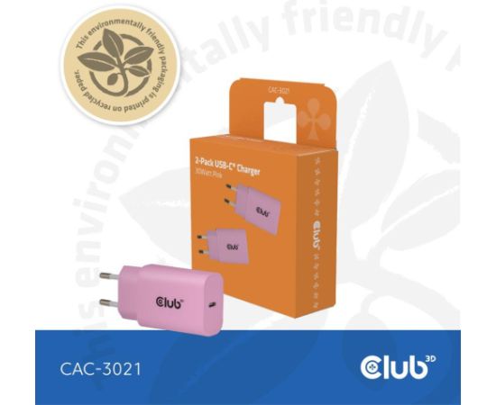 MOBILE CHARGER WALL USB-C/2PACK 30W PINK CAC-3021 CLUB3D