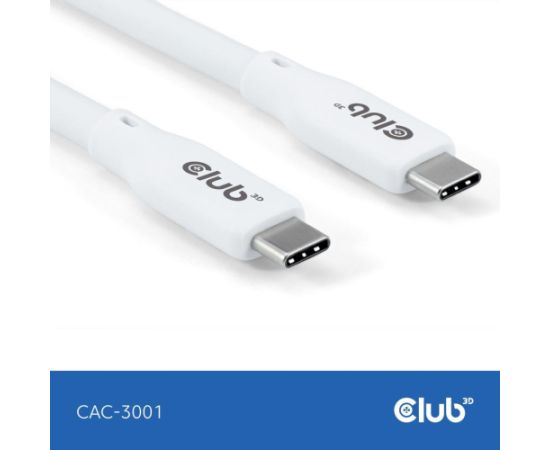 CABLE USB-C TO USB-C 2M/M/M WHITE CAC-3001 CLUB3D Data USB kabeļi