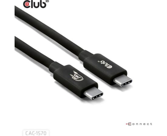 CABLE USB-C TO USB-C 1.2M/BLACK CAC-1570 CLUB3D Data USB kabeļi